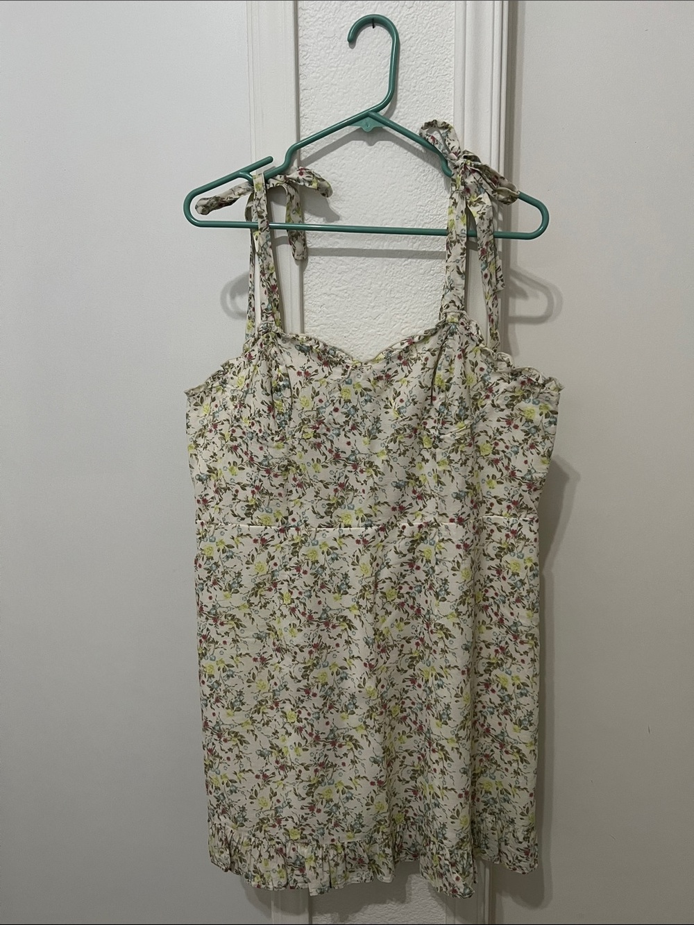 wild fable Cream Floral Tie-Shoulder Mini Dress